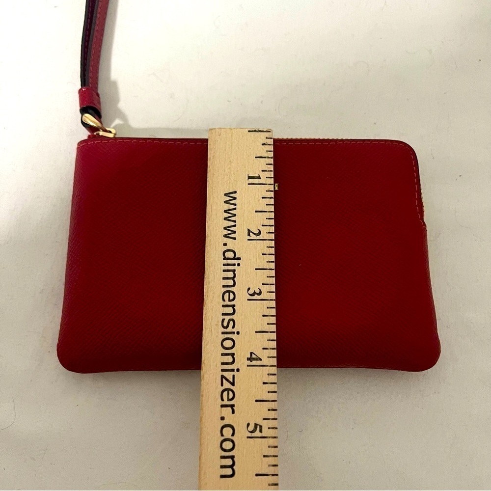 Coach Bags Coach Corner Zip Wristlet Pebble Leather 6x4 Brick Red C7943 - Picture 10 of 10